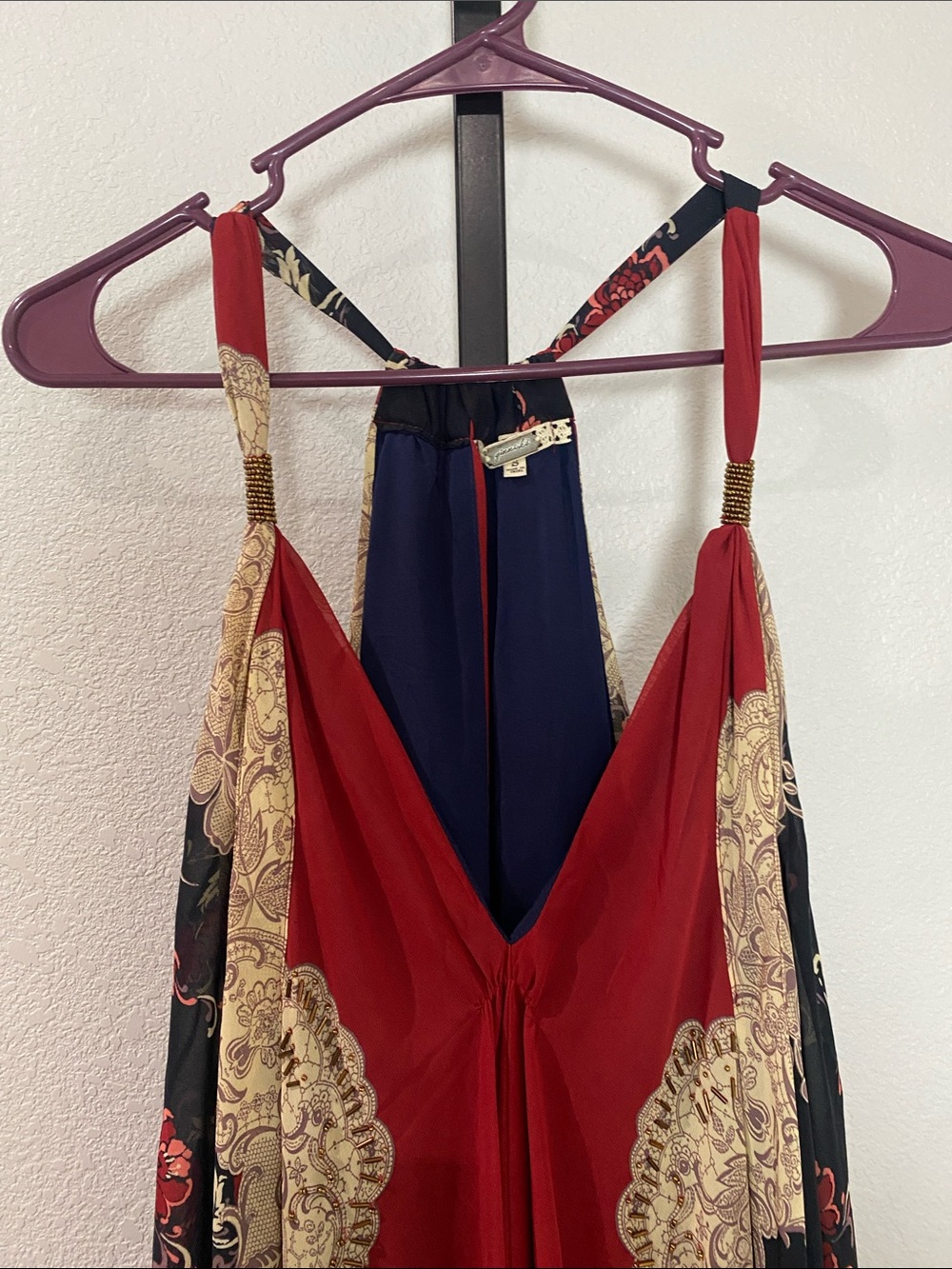 gimmicks by BKE Red, Navy & Cream Floral Maxi Dress - Picture 6 of 11